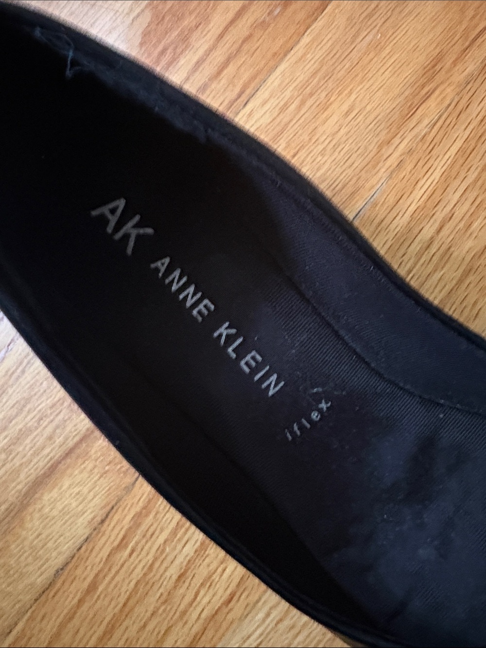 Anne Klein Black Leather Square-Toe Flats with Silver accents - Picture 7 of 8